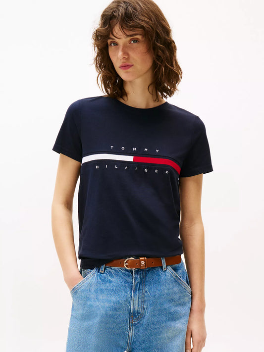 Embroidered Flag Strip Logo T-Shirt for women by Tommy Hilfiger