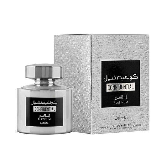 Confidential Platinum 3.4oz (100mL) EDP for men by Lattafa